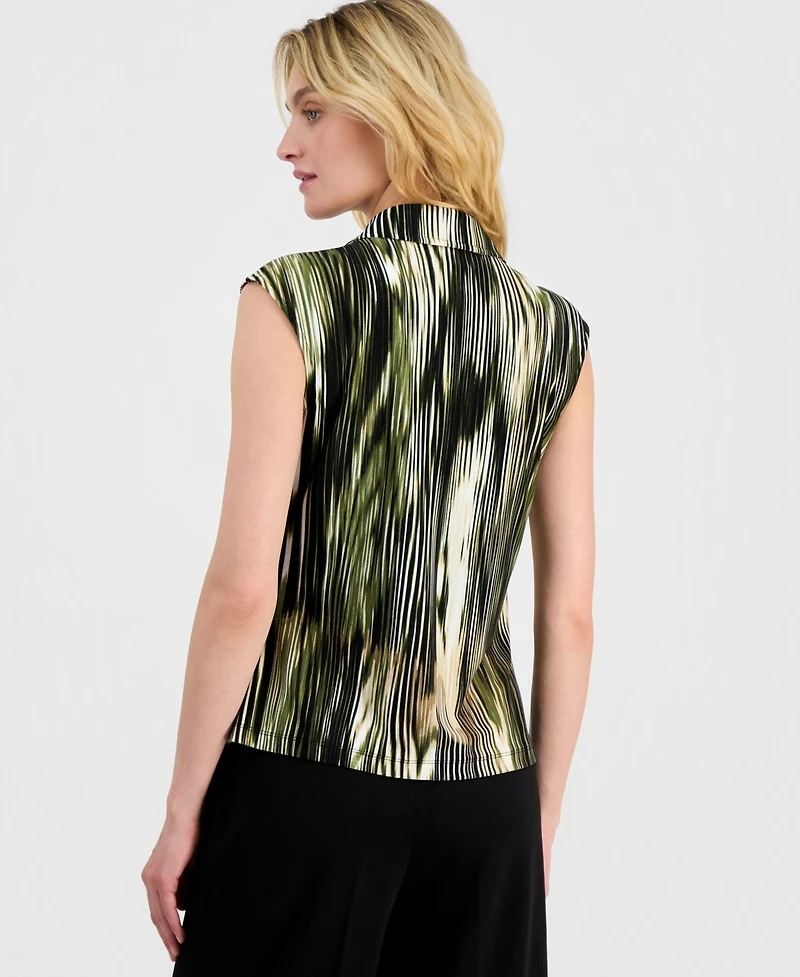 Anne Klein Women's Printed Cowlneck Sleeveless Top