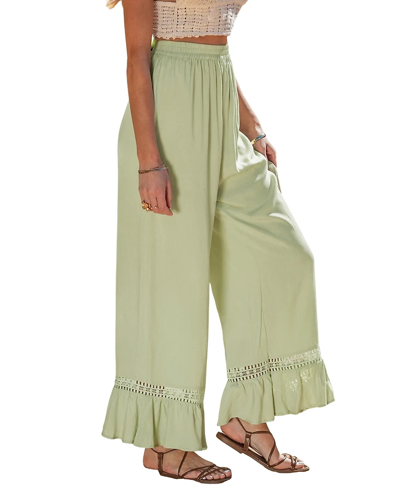 Cupshe Women's Mint Breeze Crochet Trim Pants