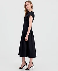 Anne Klein Remove Women's Pleated-Waist V-Neck Midi Dress