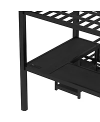 Streamdale Furniture L-Shaped Metal Triple Bunk Bed w/ Desk, Storage, Usb, Slide