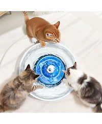 Sugift Ceramic Cat Water Fountain 2.1L Ultra-Quiet with Multi-Layer Filtration