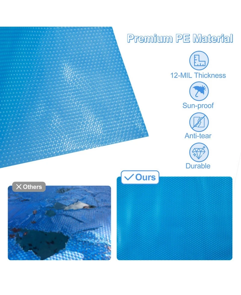 Gouun Rectangle Solar Pool Blanket 40 x 20 ft, 12-mil Heat Retaining Cover with Carrying Bag