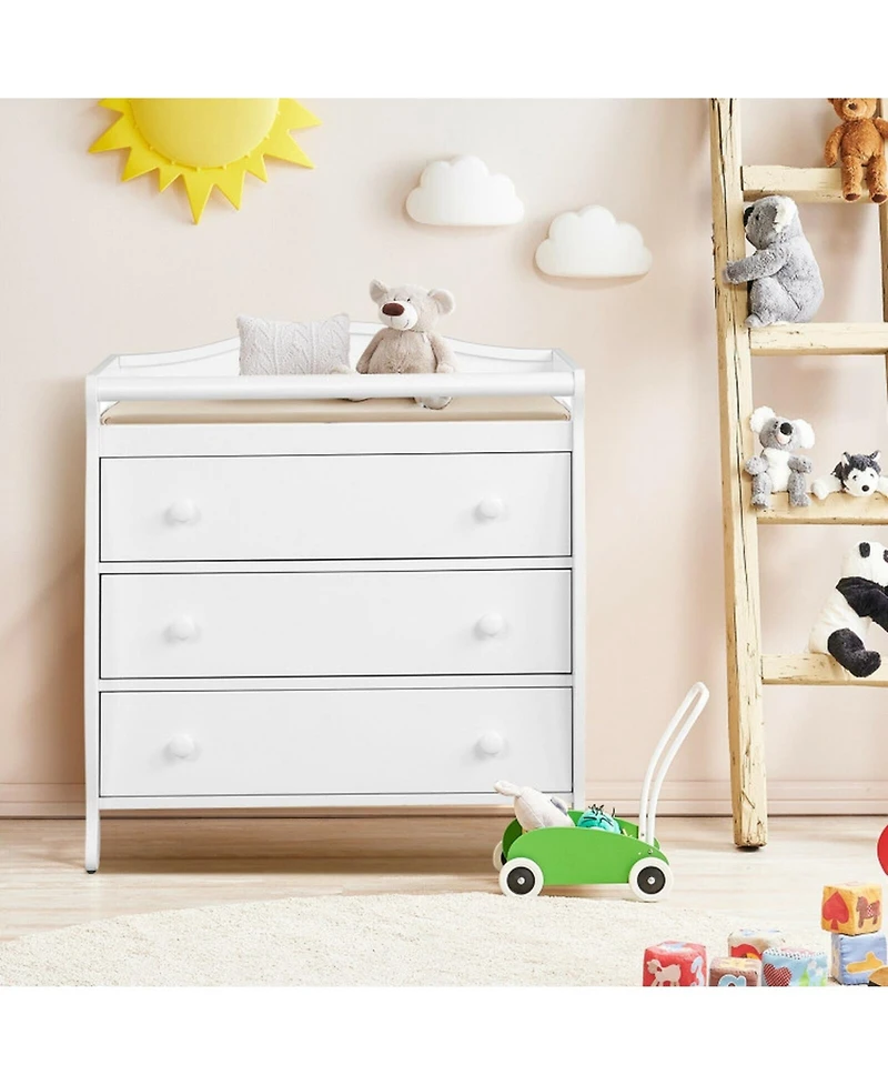 Gouun Baby Changing Table with 3 Storage Drawers and Safety Belt