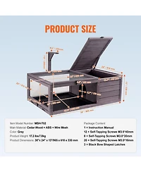 Sugift Tortoise Habitat, Wooden Enclosure with Light Stand, for Reptiles and Small Pets