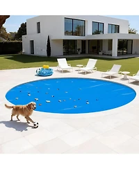 Sugift Solar Pool Cover, 18 ft Round, 12 Mil Solar Blanket for Daytime Heat Absorption