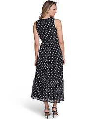 Jessica Howard Petite Sleeveless Jewel Neck Tiered Midi Dress