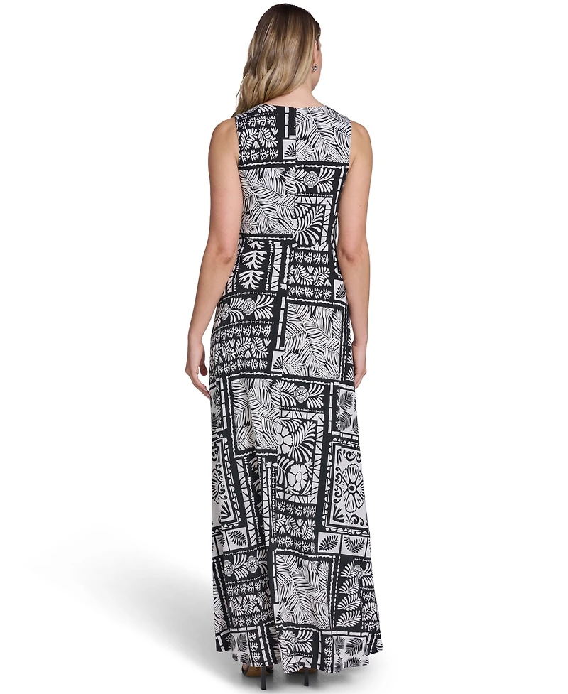 Jessica Howard Petite Sleeveless Tuck Front V-Neck Maxi Dress