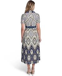 Jessica Howard Petite Short-Sleeve Belted Collared Shirt Dress