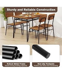 Sugift Five Piece Dining Table Set with Storage Rack and Stools