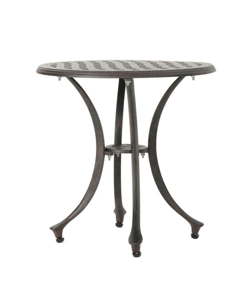 Clihome Modern Round Outdoor Accent Side Table, 19 Cast Aluminum Side Table
