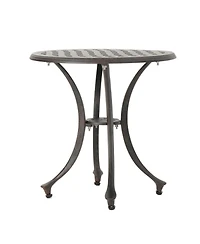 Clihome Modern Round Outdoor Accent Side Table, 19 Cast Aluminum Side Table