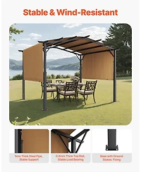 Mecale 10 x 10 Ft Outdoor Metal Pergola with Retractable Canopy