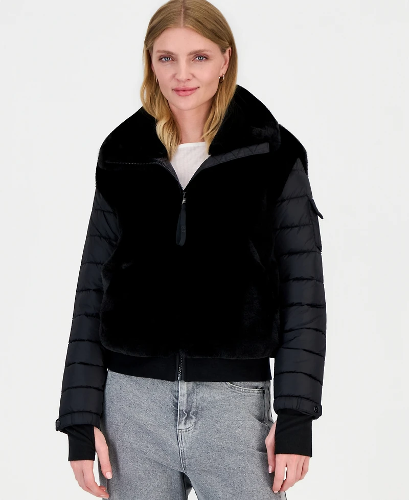 S13 Women's Carrie Faux-Fur Puffer Mixed-Media Coat