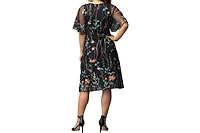 Kiyonna Women's Sonnet Embroidered Cocktail Dress