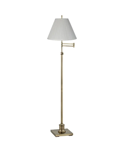 360 Lighting Chic Swing Arm Floor Lamp 70" Tall Antique Brass Mushroom Pleated Empire Shade for Living Room Reading Bedroom Office