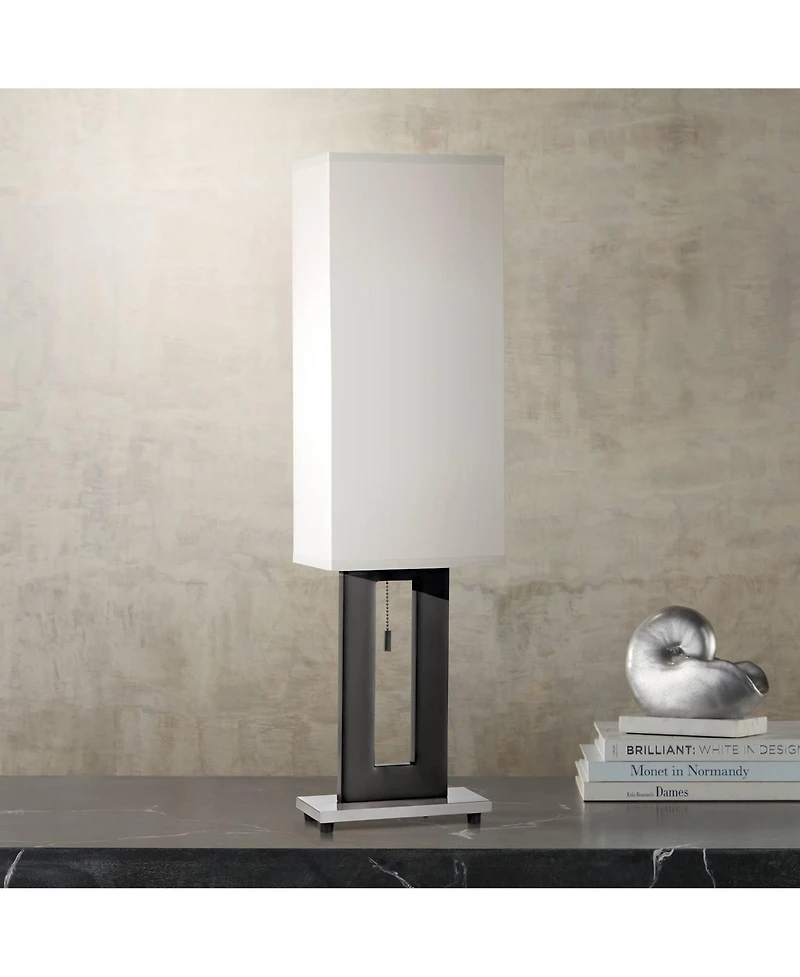 360 Lighting Floating Rectangle Modern Table Lamps 30" Tall Set of 2 Metal Open Frame Fabric Box Shade for Bedroom Living Room Bedside