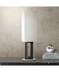 360 Lighting Floating Rectangle Modern Table Lamps 30" Tall Set of 2 Metal Open Frame Fabric Box Shade for Bedroom Living Room Bedside
