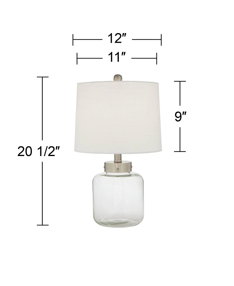 360 Lighting Coastal Accent Table Lamp with Table Top Dimmer Fillable 20.5" High Clear Glass Canister Drum for Living Room Bedroom
