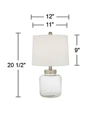 360 Lighting Coastal Accent Table Lamp with Table Top Dimmer Fillable 20.5" High Clear Glass Canister Drum for Living Room Bedroom