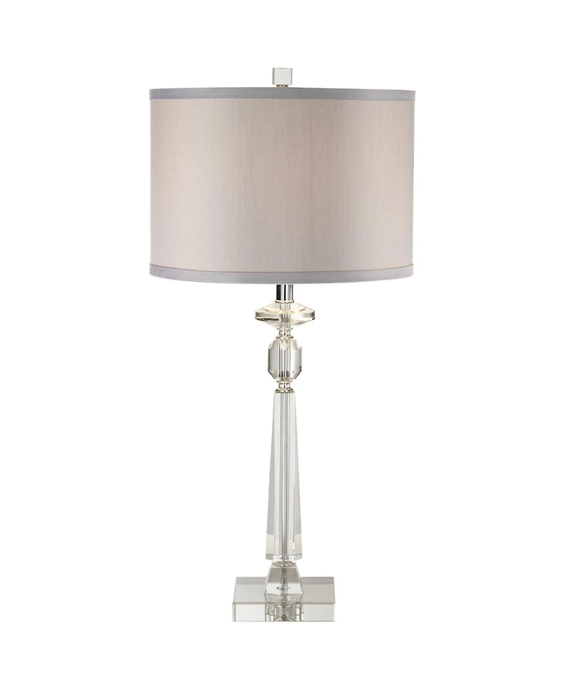 Vienna Full Spectrum Aline Traditional Table Lamp with Square Marble Riser 26 1/2" High Crystal Shade for Bedroom Living Room Bedside House