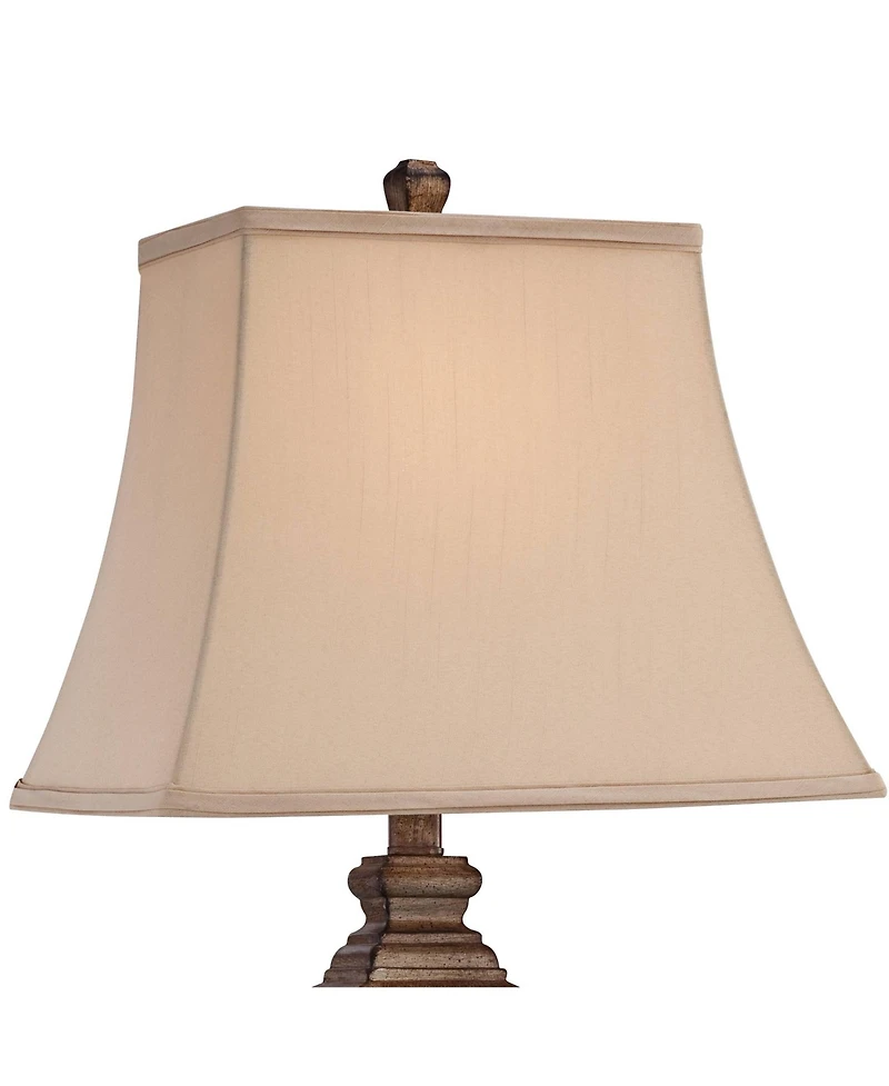 Regency Hill Edgar Traditional Table Lamp 29" Tall Bronze with Usb Cord Dimmer Geneva Taupe Rectangular Shade for Bedroom Living Room Bedside Off