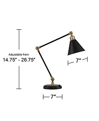 360 Lighting Wray 26 3/4" Tall Industrial Desk Lamps Set of 2 Usb Port Adjustable Brass Finish Metal Home Office Charging