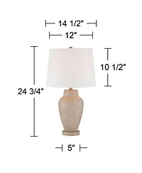 360 Lighting Rupert 24 3/4" High Vase Farmhouse Rustic Traditional Table Lamps Set of 2 Hammered Metal Living Room Bedroom