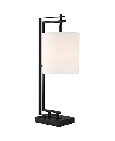 Possini Euro Design Covello 25" High Modern Desk Lamp Usb Port Ac Power Outlet Metal Single Home Office Living Room Charging
