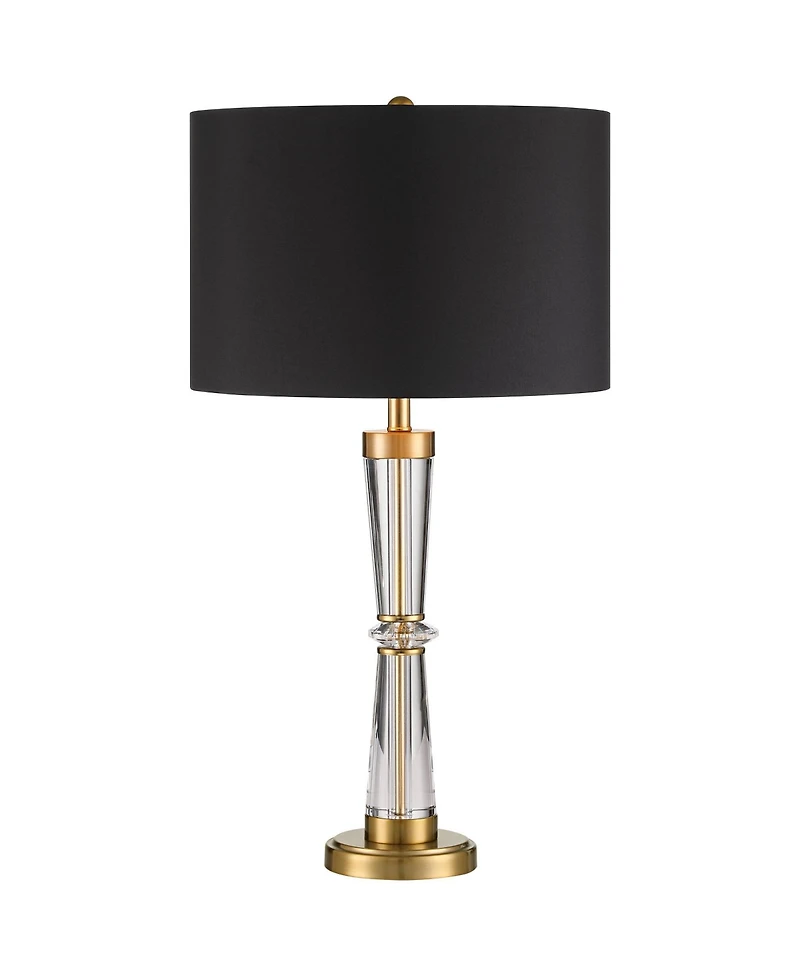 Vienna Full Spectrum Rhoda High Traditional 3-Way Table Lamp Clear Brass Finish Crystal Metal Single Shade Living Room Bedroom