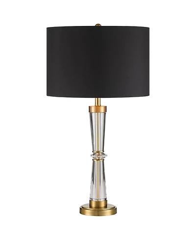 Vienna Full Spectrum Rhoda High Traditional 3-Way Table Lamp Clear Brass Finish Crystal Metal Single Shade Living Room Bedroom