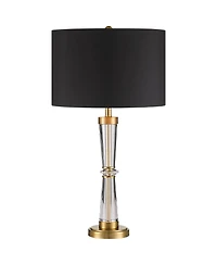 Vienna Full Spectrum Rhoda High Traditional 3-Way Table Lamp Clear Brass Finish Crystal Metal Single Shade Living Room Bedroom