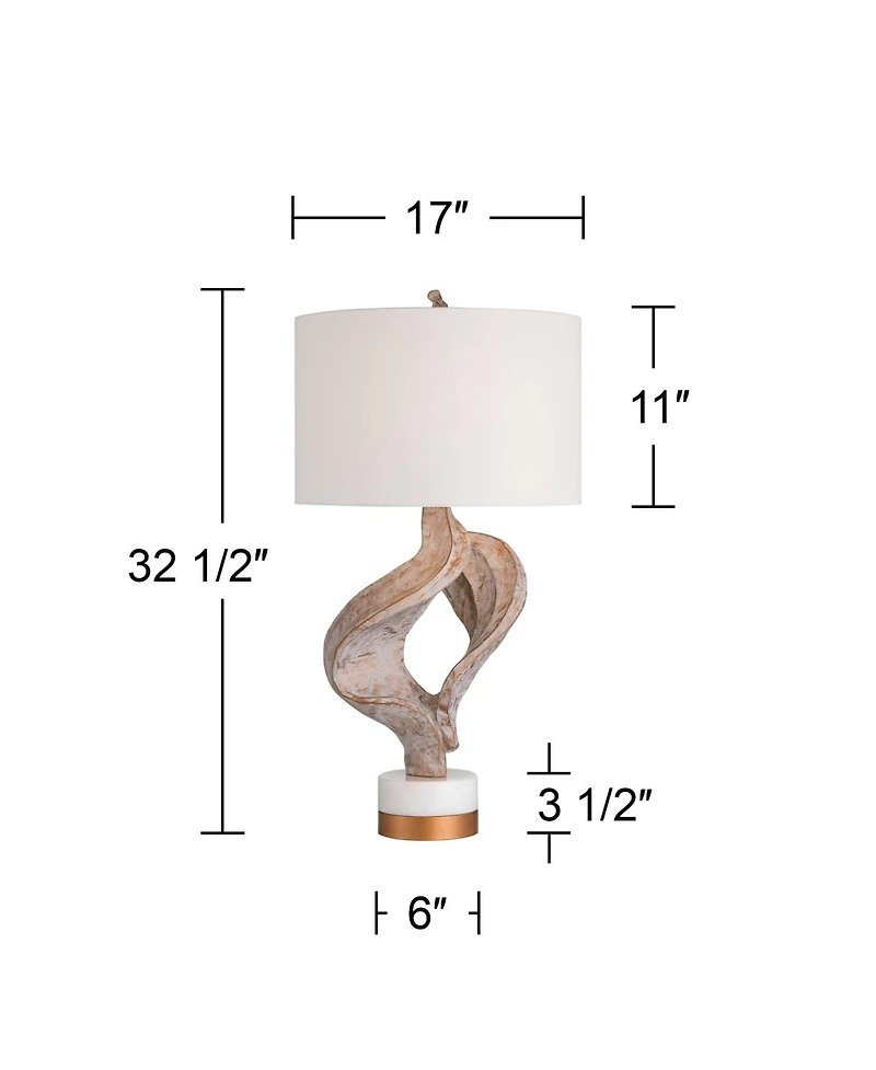 Possini Euro Design Reah 32 1/2" Tall Sculpture Large Modern End 3-Way Table Lamp Usb Port Finish Single Living Room Charging