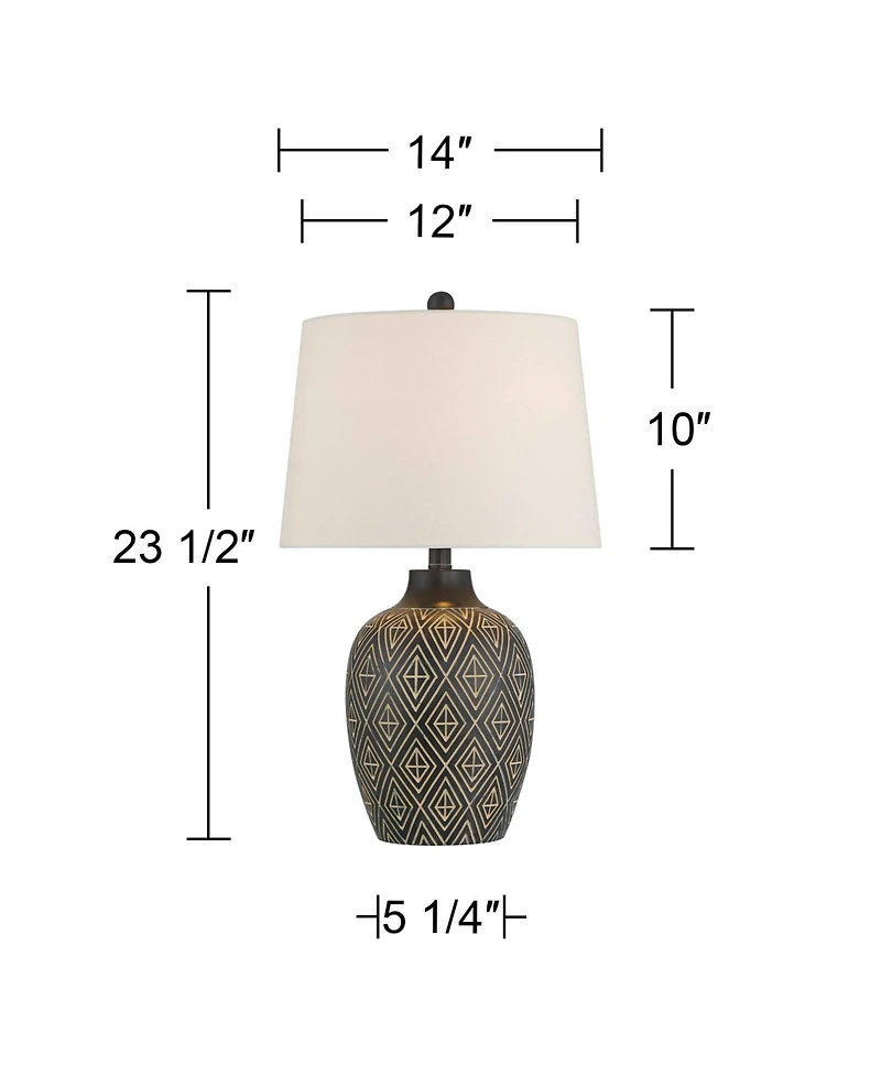 360 Lighting Benito 23 1/2" High Jar Modern Accent 3-Way Table Lamp Diamond Pattern Finish Single Shade Living Room Bedroom