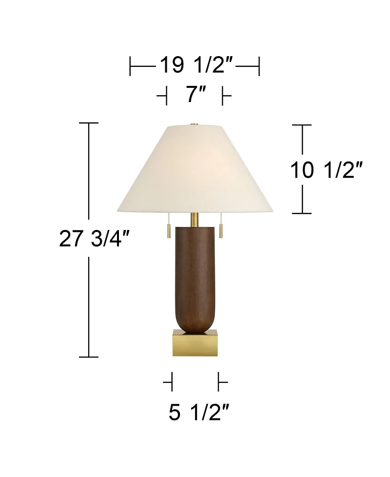 Possini Euro Design Madera 27 3/4" Tall Oval Modern Table Lamp Usb Port Ac Power Outlet Brass Finish Wood Charging