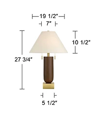 Possini Euro Design Madera 27 3/4" Tall Oval Modern Table Lamp Usb Port Ac Power Outlet Brass Finish Wood Charging