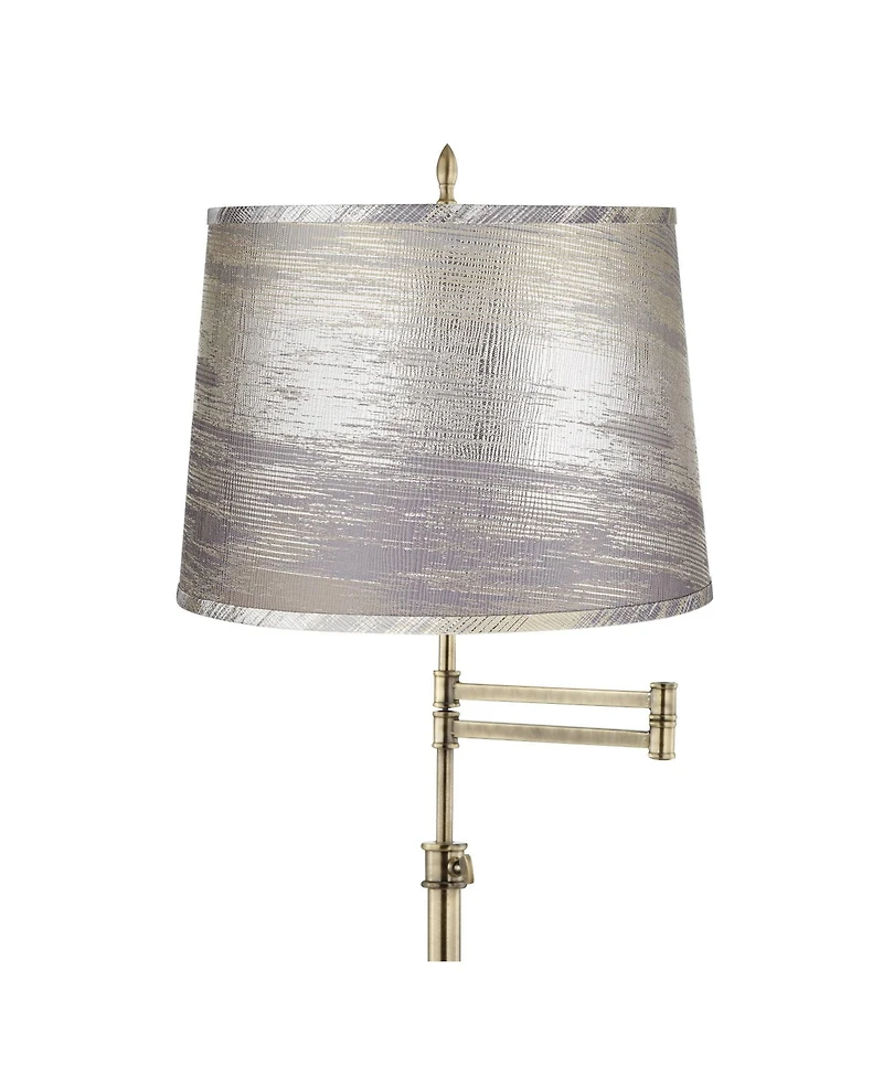 360 Lighting Westbury Antique Brass Swing Arm Floor Lamp with Silver Gold Shade