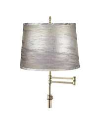 360 Lighting Westbury Antique Brass Swing Arm Floor Lamp with Silver Gold Shade