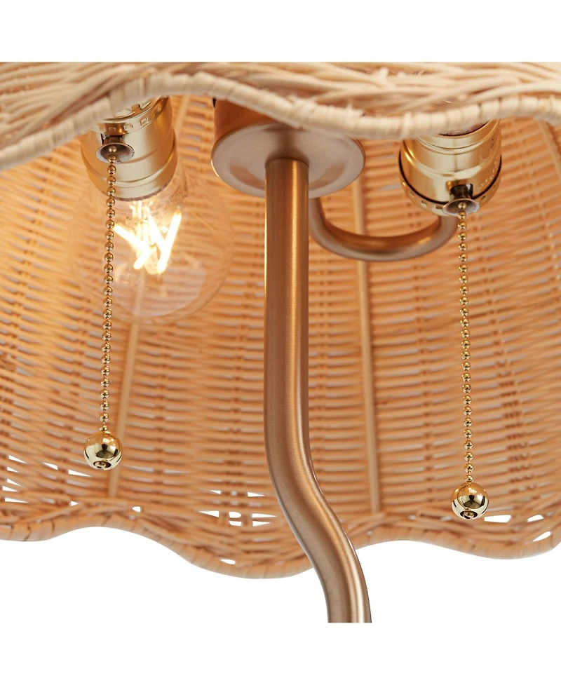 Possini Euro Design Brella 24 1/4"H Soft and Rattan 2-Light Table Lamp