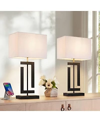 360 Lighting Pellana 26 1/4" Brass Usb Table Lamp Set of 2