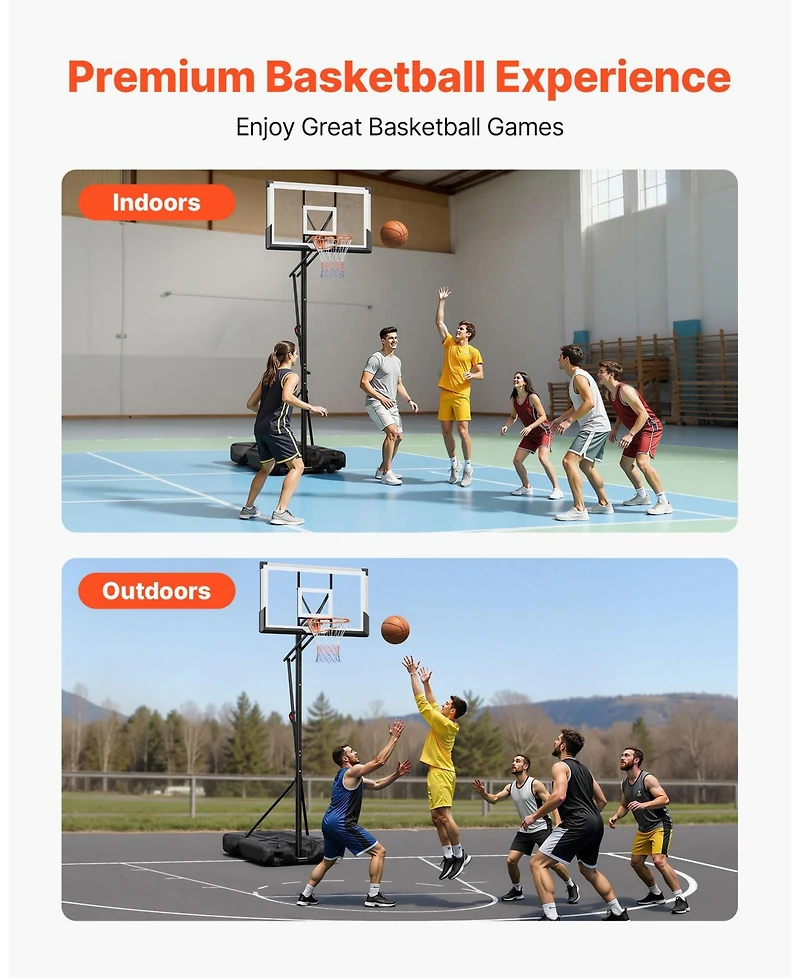 Mecale Portable Basketball Hoop with Backboard and Height Adjustment