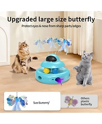 Aronkl 4-in-1 Interactive Cat Toy Automatic Self Play Usb Rechargeable Butterfly Feather Track Balls Laser