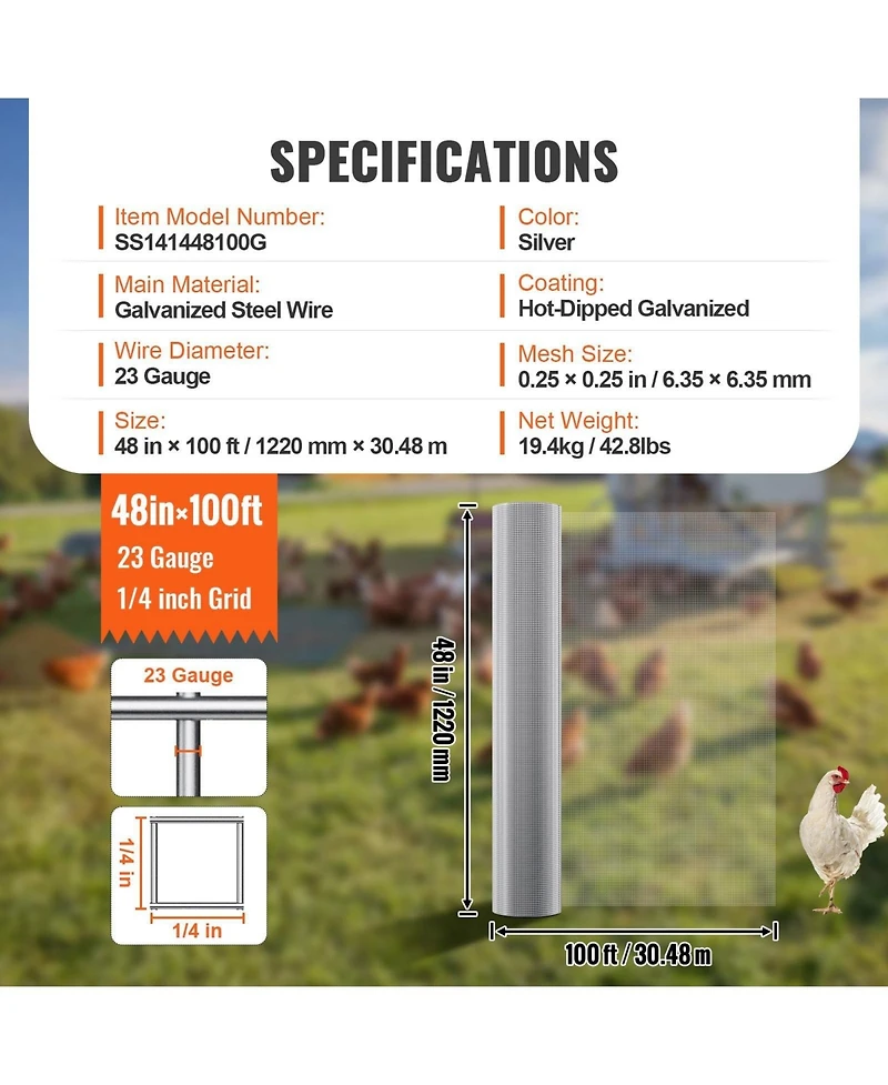 Sugift Hardware Cloth Galvanized Wire Mesh for Fencing