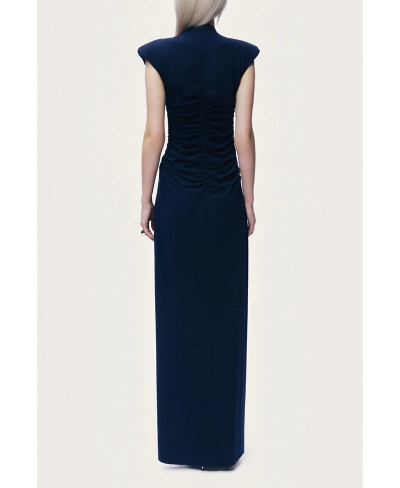 Nocturne Women's Zip-Front Draped Maxi Dress