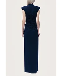 Nocturne Women's Zip-Front Draped Maxi Dress