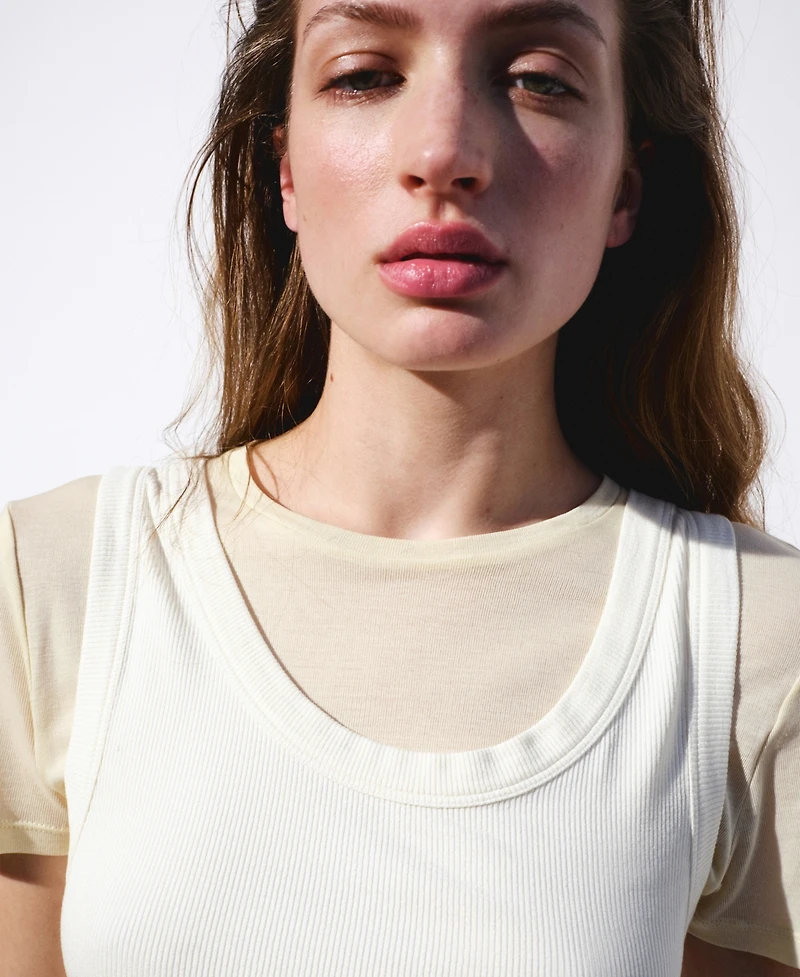 Selection Mango Women's Two-Tone Combined T-Shirt