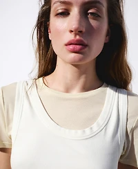 Selection Mango Women's Two-Tone Combined T-Shirt