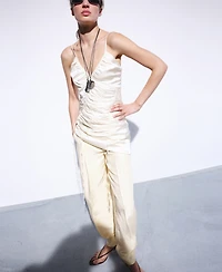 Selection Mango Women's Adjustable Ruched Satin Dress