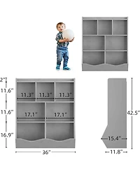 gaomon Set of 2 Three-Tier Kids Bookshelves, Toy Storage Cabinet with Cubby Shelves for Bedroom, Classroom, Playroom, Nursery