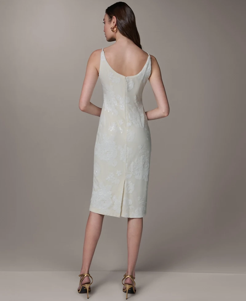 Donna Karan New York Women's Sleeveless Midi Dress with Lace Print