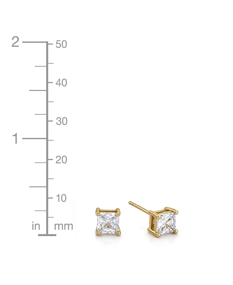 And Now This 3-Pc. Set Silver Plated Square Cubic Zirconia Stud Earrings